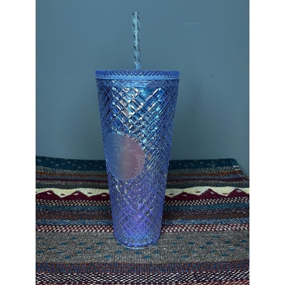 Starbucks Tumbler 2022 Holiday White Iridescent Jeweled Bling Venti 24oz Cup NWT - Picture 1 of 4